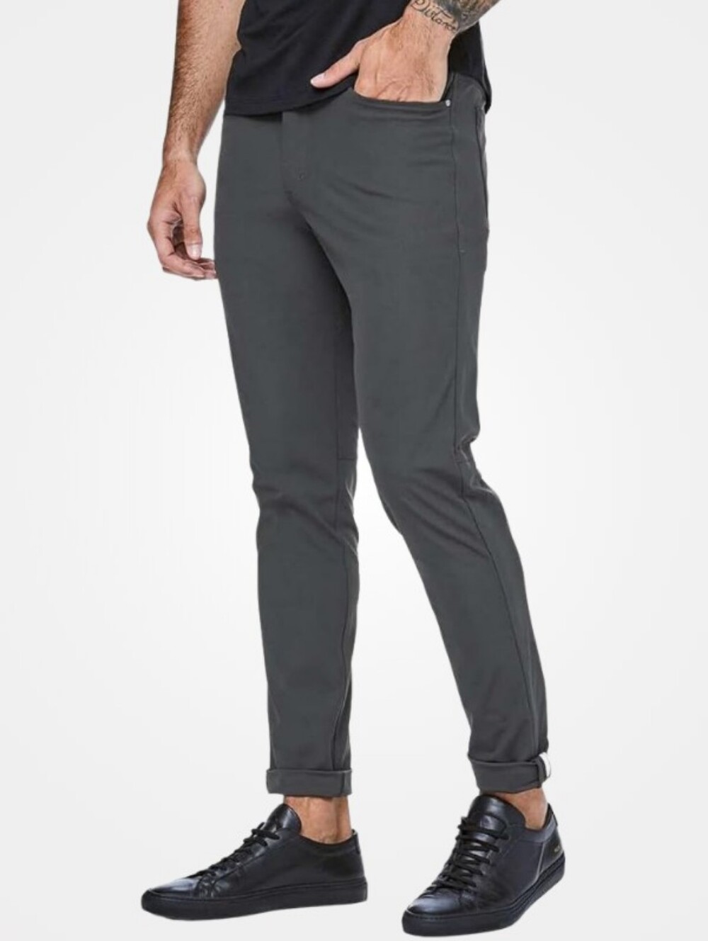 Lululemon Mens ABC Slim-Fit 5 Pocket Dark Gray Travel Trouser Warpstreme Size 36